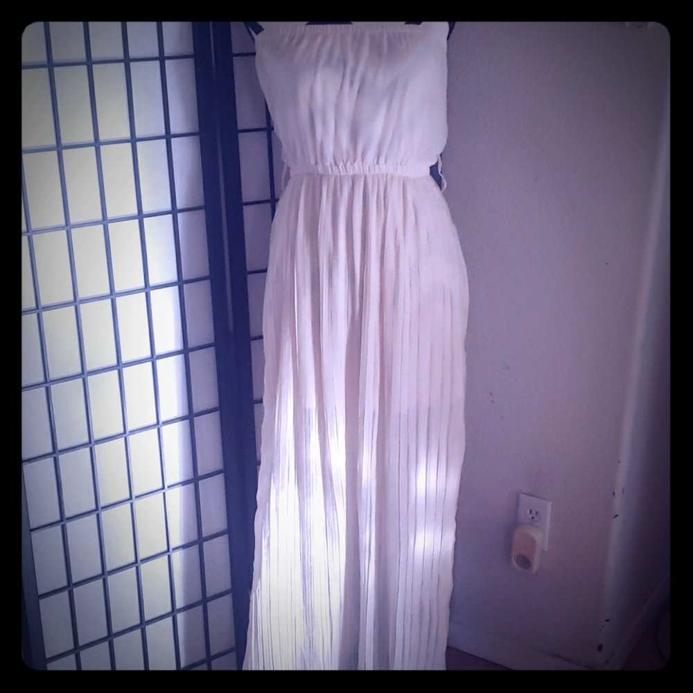 Long cream strapless  dress